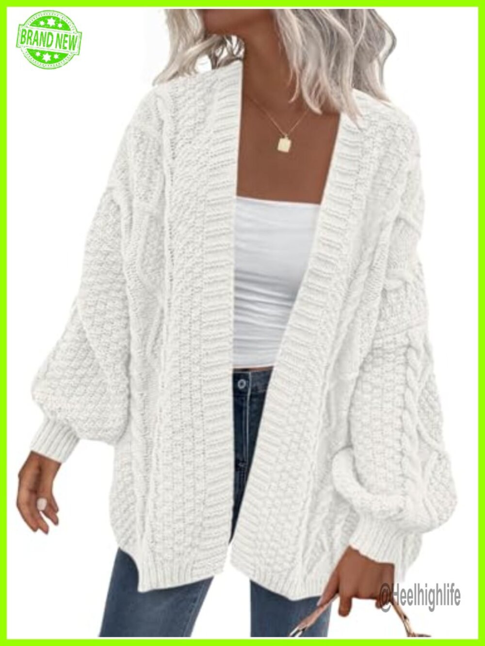 Cable Knit Open Front Chunky Cardigan Sweater